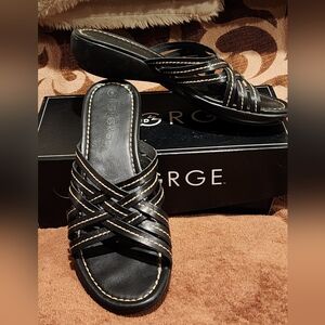 George Women's Black Crisscross Sandals